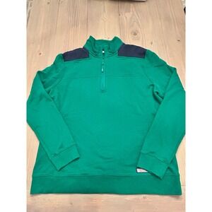Vineyard Vines Emerald Green Quarter-Zip Pullover with Navy Shoulders